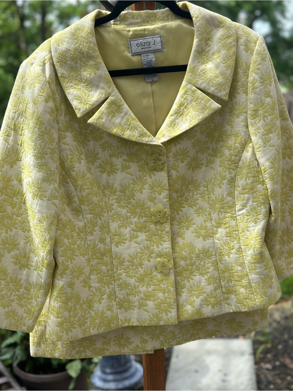 Eliza J New York Lime Green Floral Jacquard Skirt Suit Wedding Mother of Bride